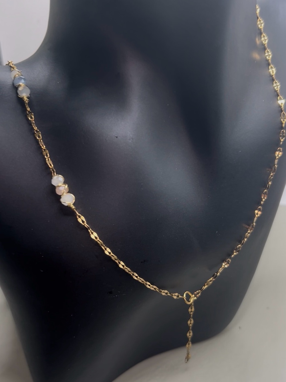 Handcrafted delicate 18k gold necklace with beads